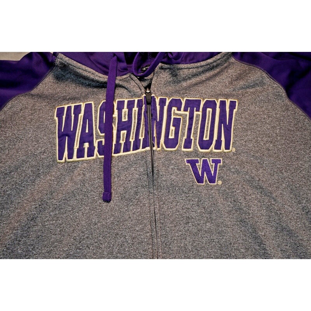 Champion Washington Huskies Logo Gray Hoodie‎ Zip Up Sweatshirt  2xl Pockets